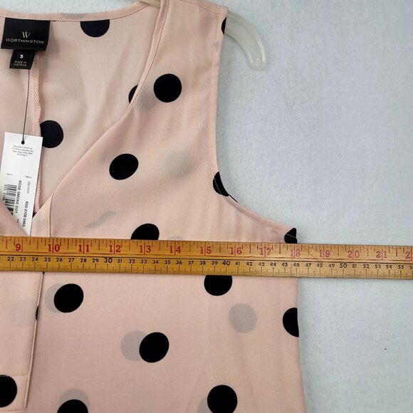 Worthington Women Small Sleeveless Tunic High-Low Rose Smoke Dot Semi-Sheer New - Picture 9 of 11